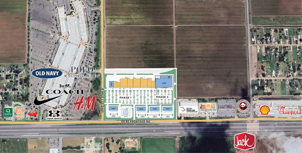 EXPY 83 & MILE 1 1/2 EAST, Mercedes, TX for lease - Aerial - Image 1 of 2
