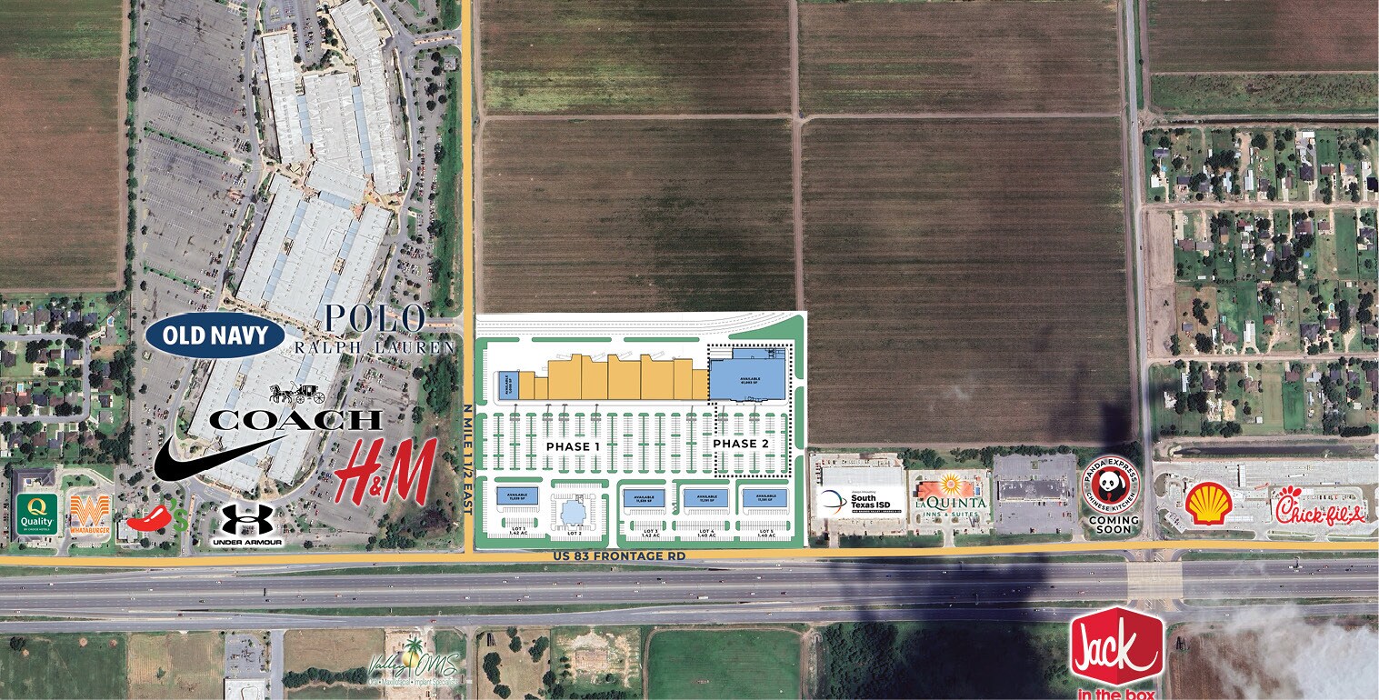 EXPY 83 & MILE 1 1/2 EAST, Mercedes, TX for lease Aerial- Image 1 of 3