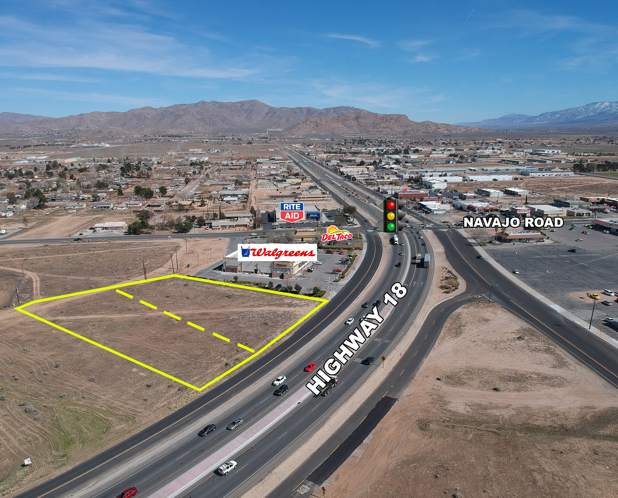 Highway 18 & Navajo Rd, Apple Valley, CA for sale Aerial- Image 1 of 4