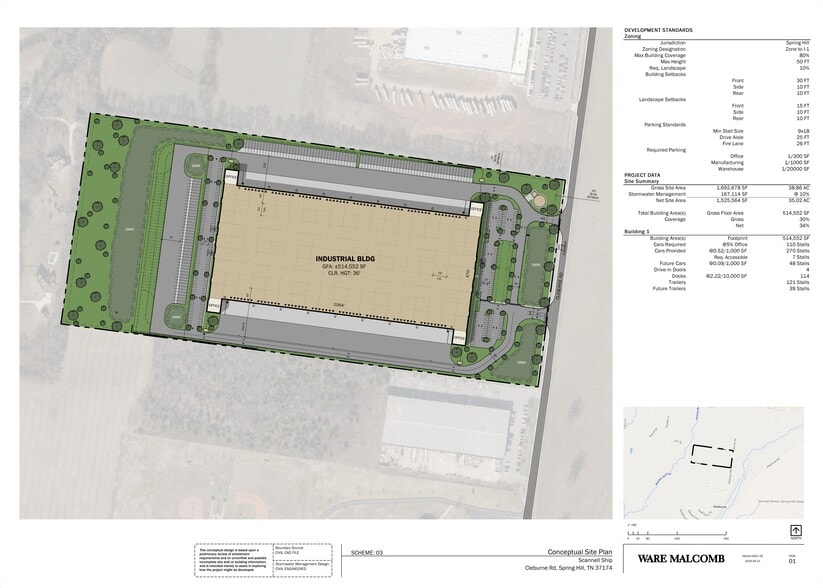 3521 Cleburne Rd, Spring Hill, TN for lease - Site Plan - Image 1 of 3