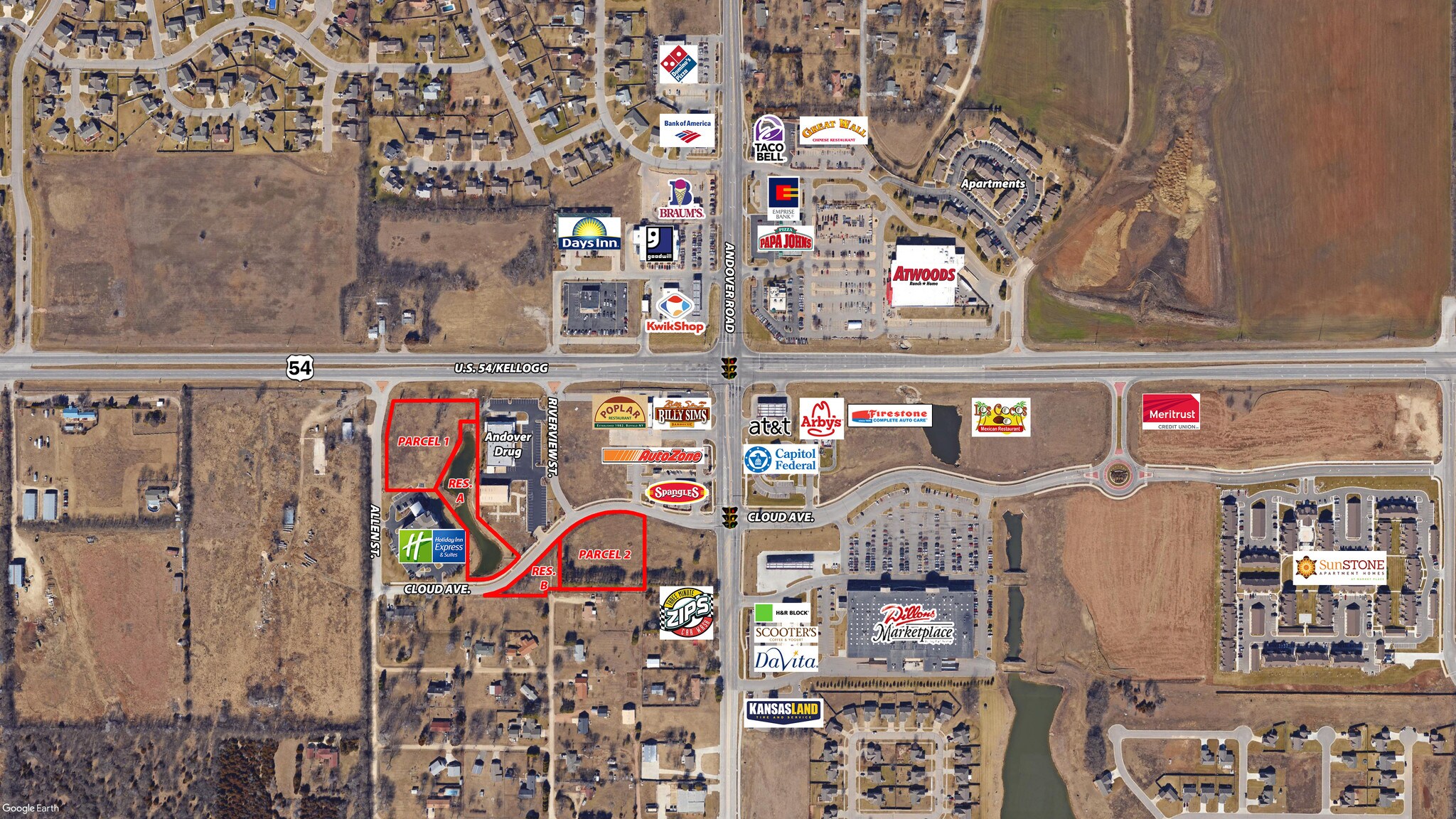 Hwy 54 Andover Rd, W & S Of, SW/C, Andover, KS, 67002 Commercial Land