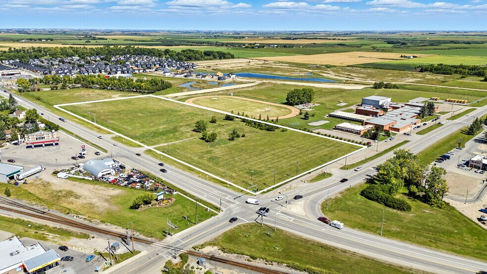 Intersection of Highway 581 and Highway 2A, Carstairs, AB for sale - Aerial - Image 1 of 11