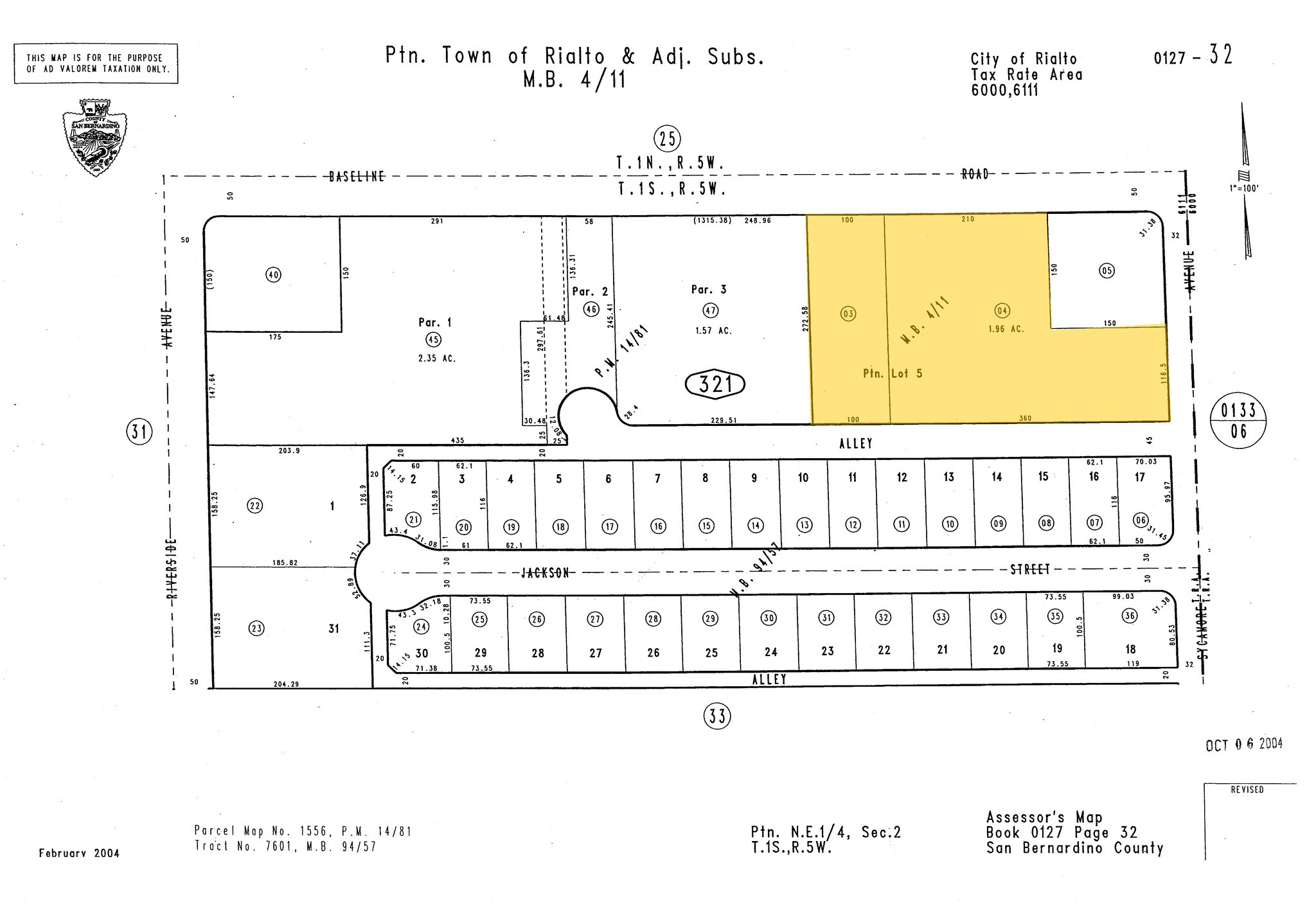 277 E Base Line Rd, Rialto, CA for sale Plat Map- Image 1 of 1