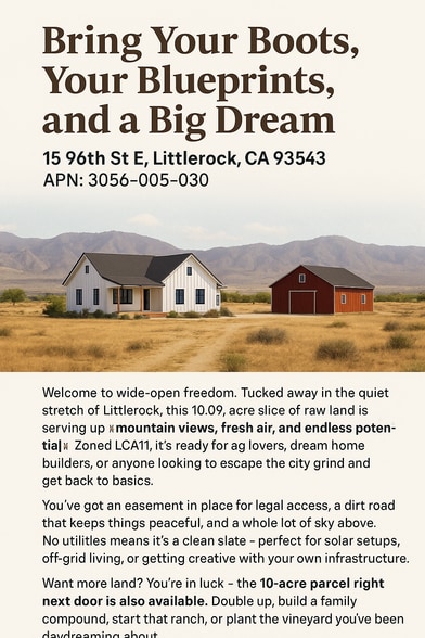 Vac/Vic X15/96 STE ave, Littlerock, CA for sale - Building Photo - Image 1 of 3