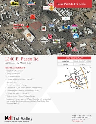 More details for 1240 El Paseo Dr, Las Cruces, NM - Land for Lease