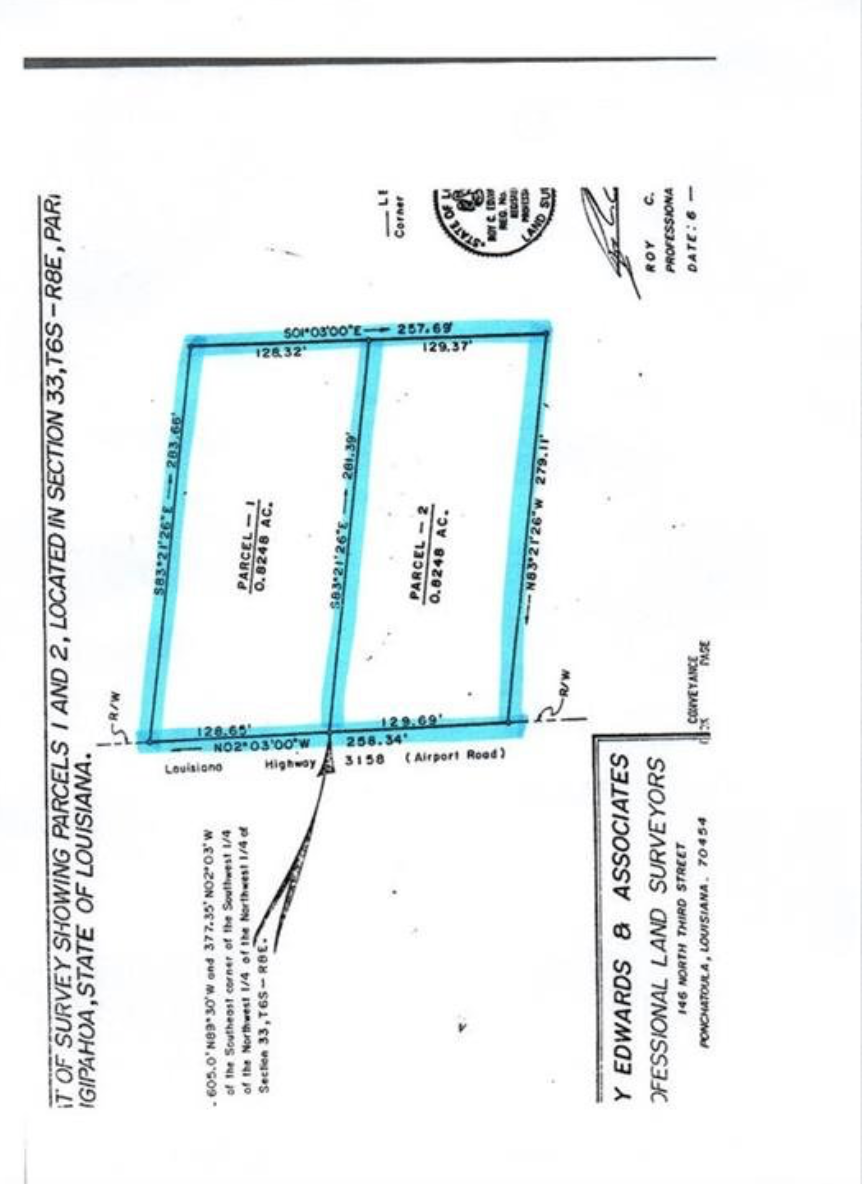 S Airport Rd, Hammond, LA for sale Plat Map- Image 1 of 1