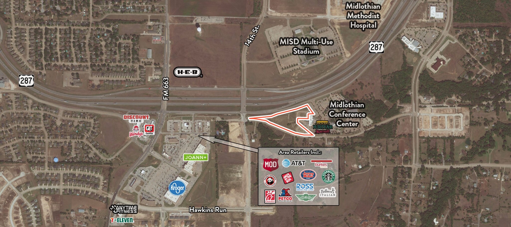 Mt. Zion & US 287, Midlothian, TX for sale Aerial- Image 1 of 1