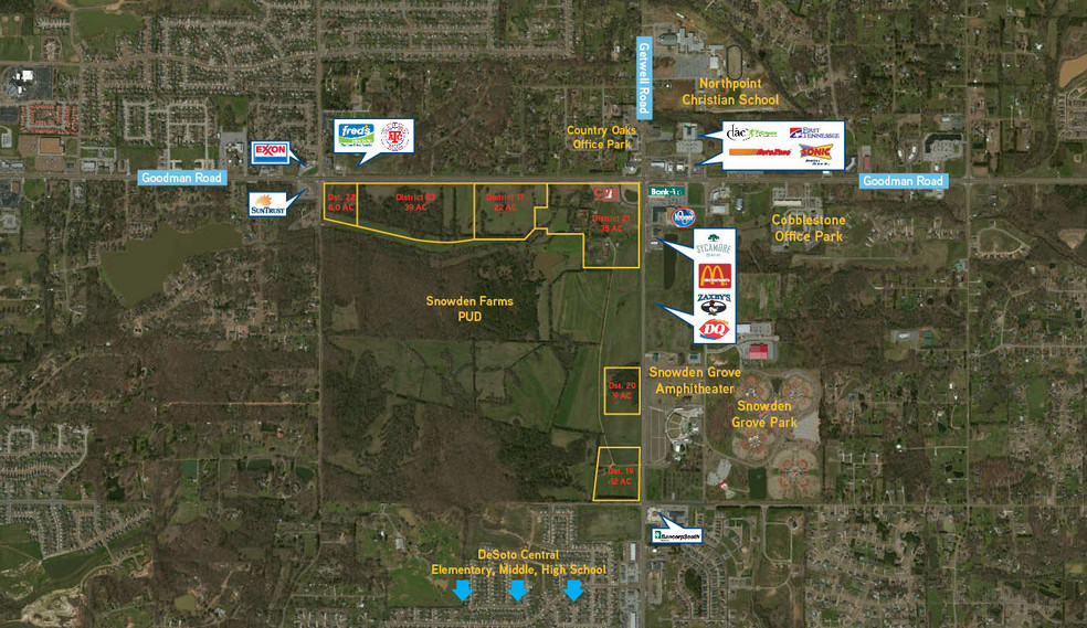 Goodman & Tchulahoma Rd, Southaven, MS for sale - Aerial - Image 2 of 2