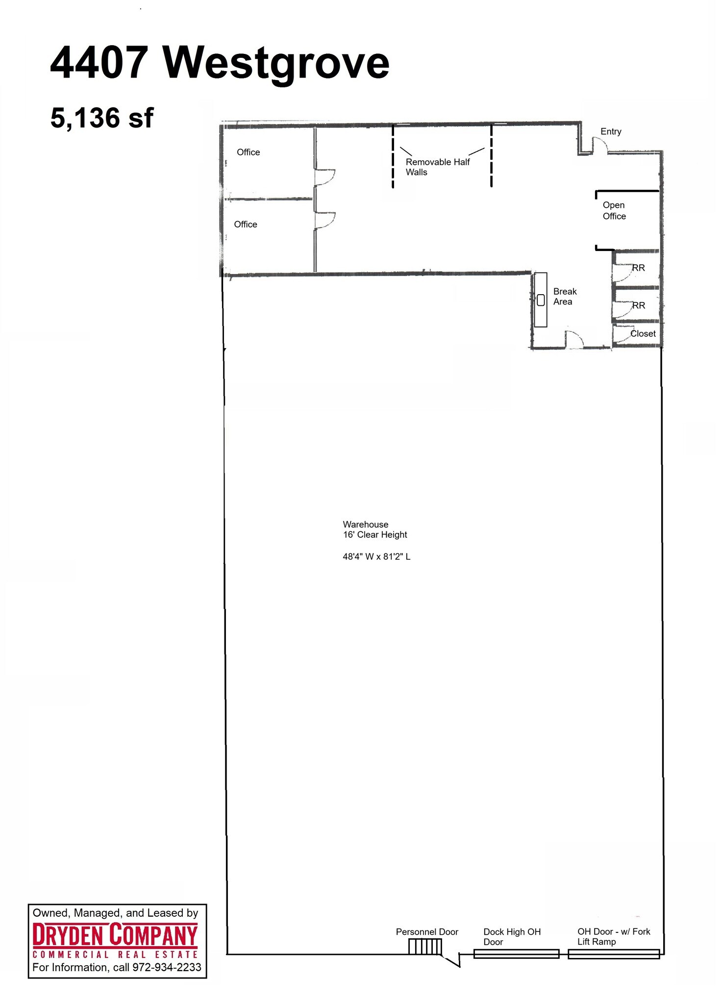 4401-4419 Westgrove Dr, Addison, TX for lease Floor Plan- Image 1 of 2