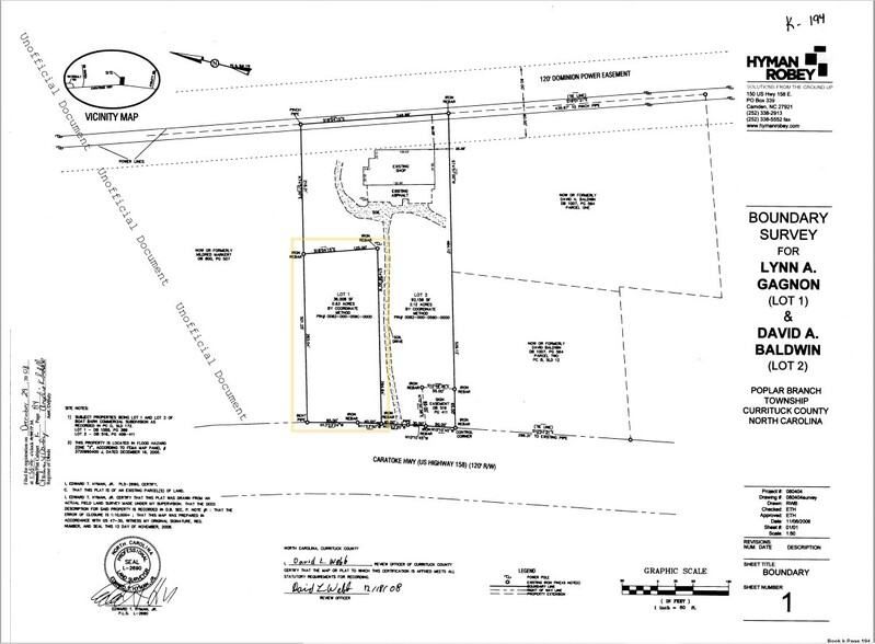 4985 Caratoke Hwy, Coinjock, NC for sale - Plat Map - Image 2 of 2