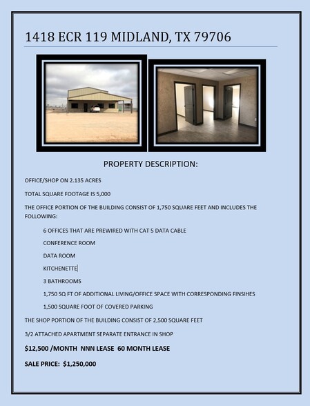 1418 E County Road 119, Midland, TX for sale - Building Photo - Image 1 of 1