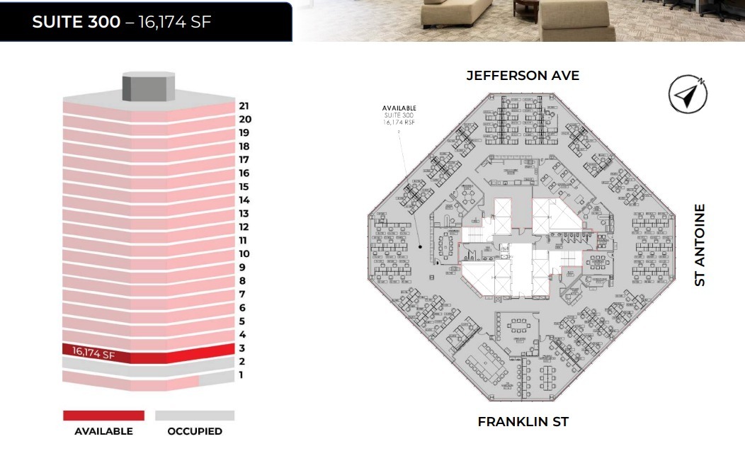 600 Renaissance Ctr, Detroit, MI for lease Floor Plan- Image 1 of 1