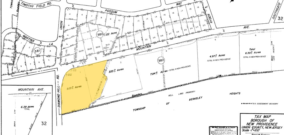 890 Mountain Ave, Berkeley Heights, NJ for sale - Plat Map - Image 1 of 1