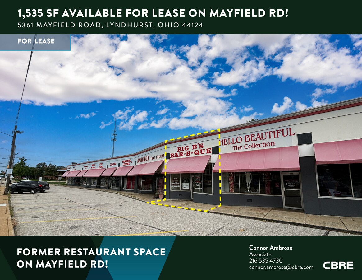 53615369 Mayfield Rd, Lyndhurst, OH 44124 1,535 SF Available For