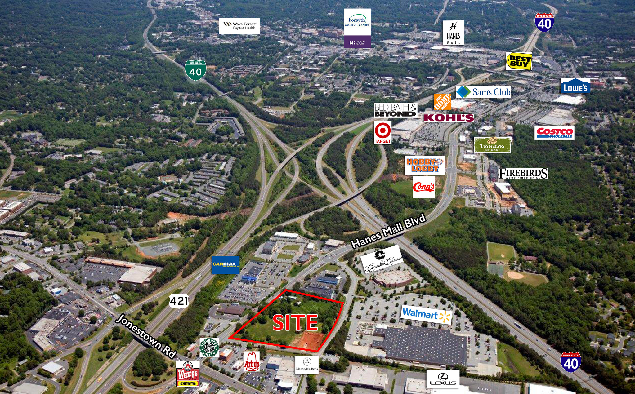 Hanes Mall Blvd, Winston-Salem, NC for sale Aerial- Image 1 of 1