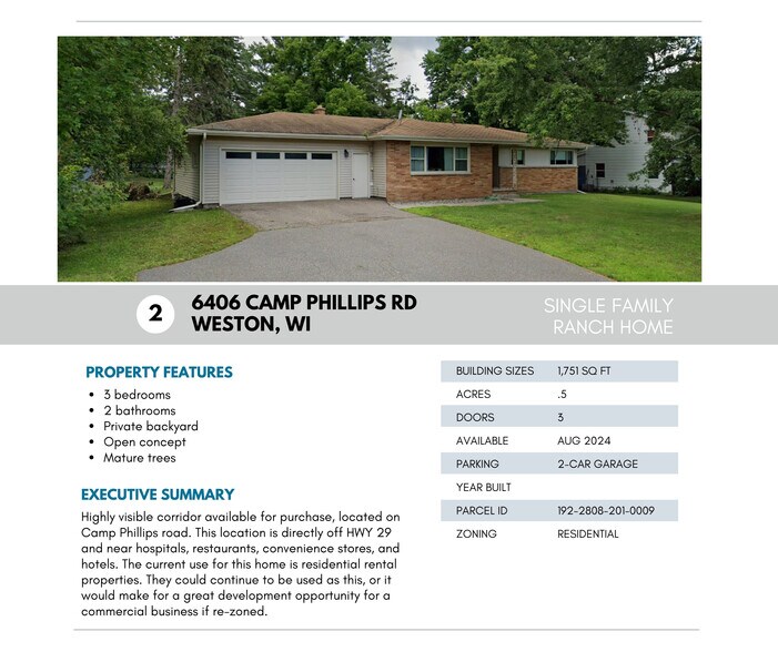 6406 Camp Phillips Rd, Weston, WI 54476 Multifamily For Sale
