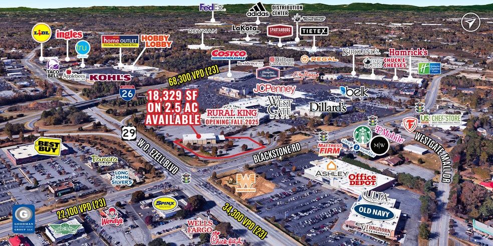 205 W Blackstock Rd, Spartanburg, SC for sale - Aerial - Image 1 of 3