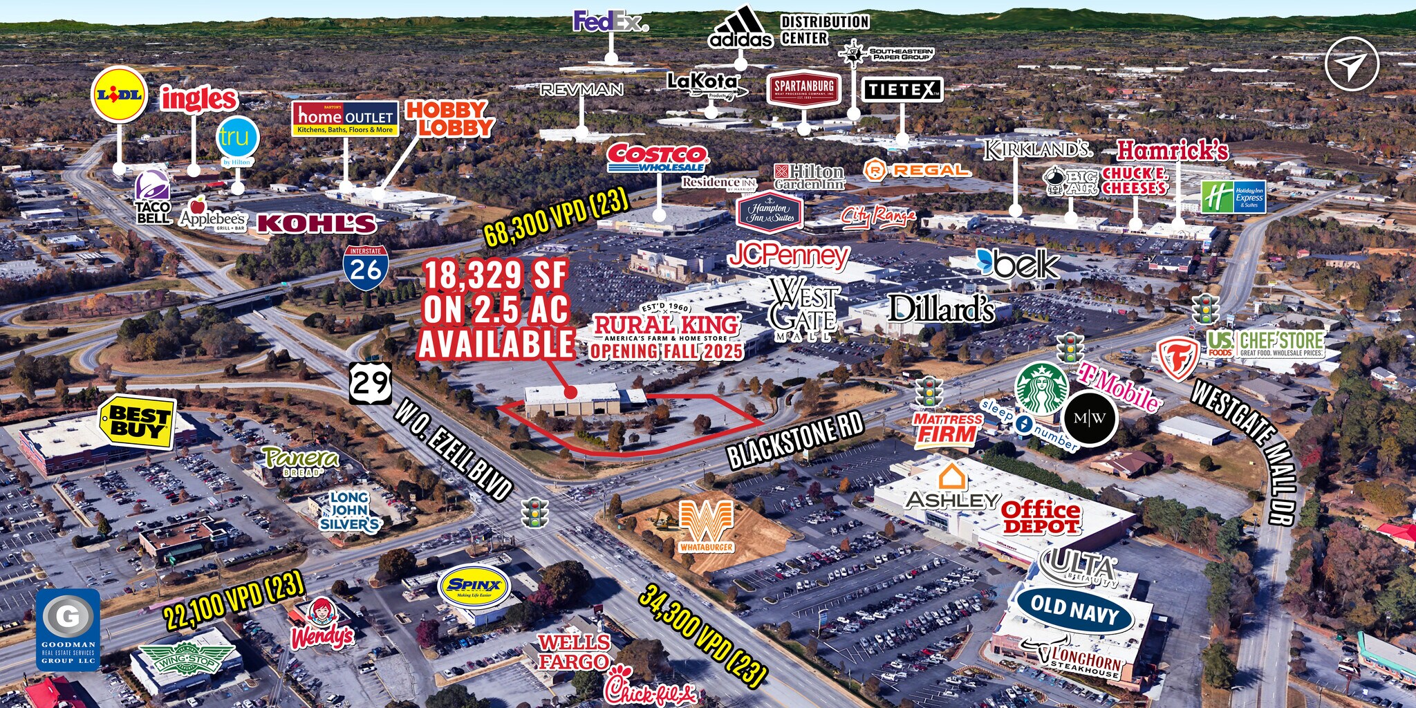 205 W Blackstock Rd, Spartanburg, SC for sale Aerial- Image 1 of 4