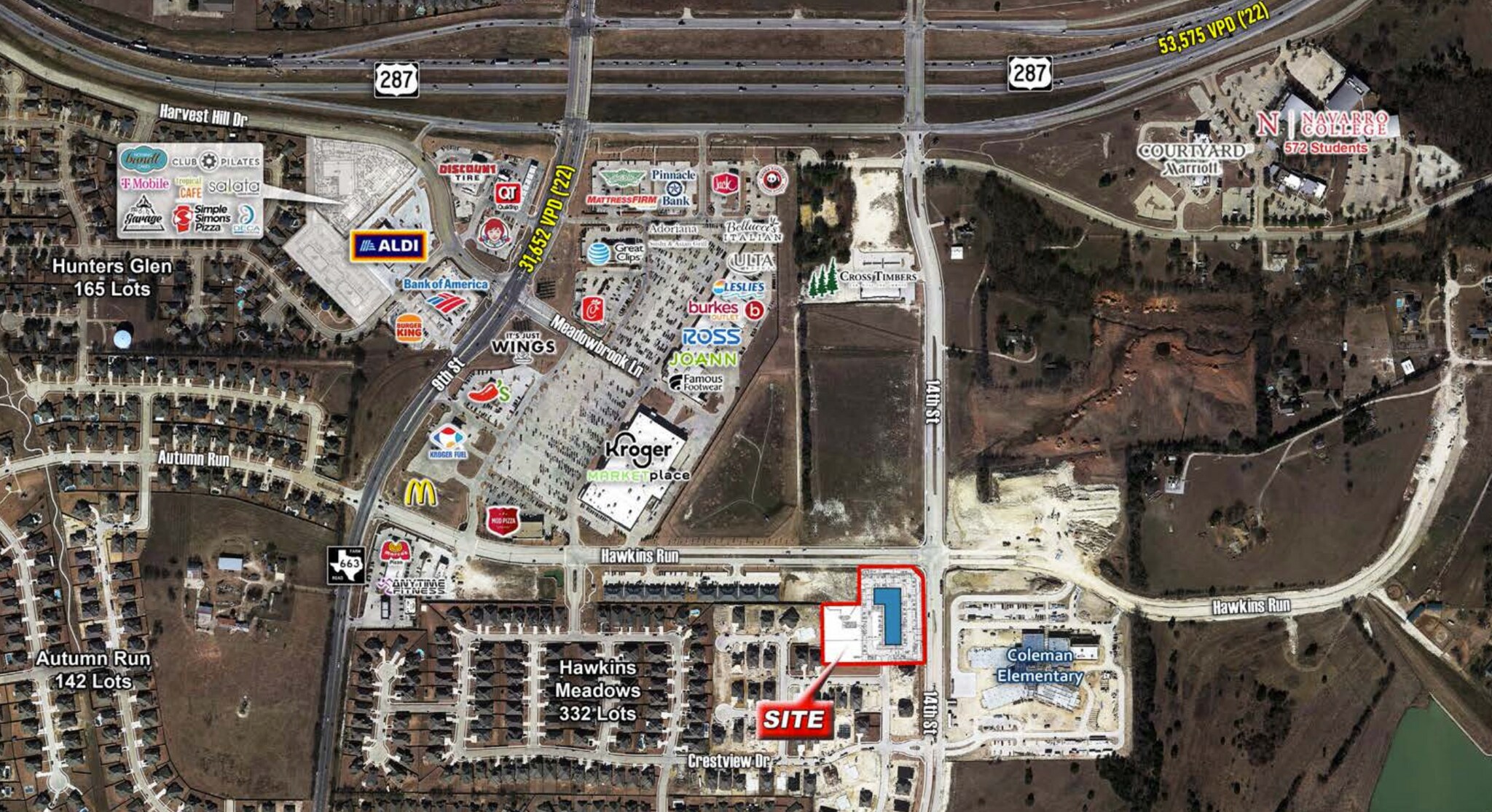 SWC of S 14th St & Hawkins Run, Midlothian, TX for lease Aerial- Image 1 of 4