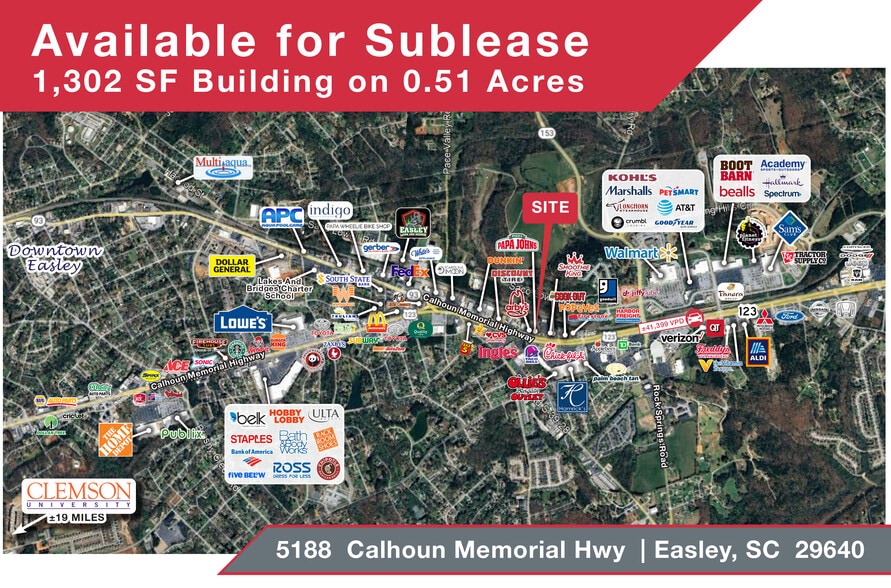 5188 Calhoun Memorial Hwy, Easley, SC for lease - Aerial - Image 1 of 6