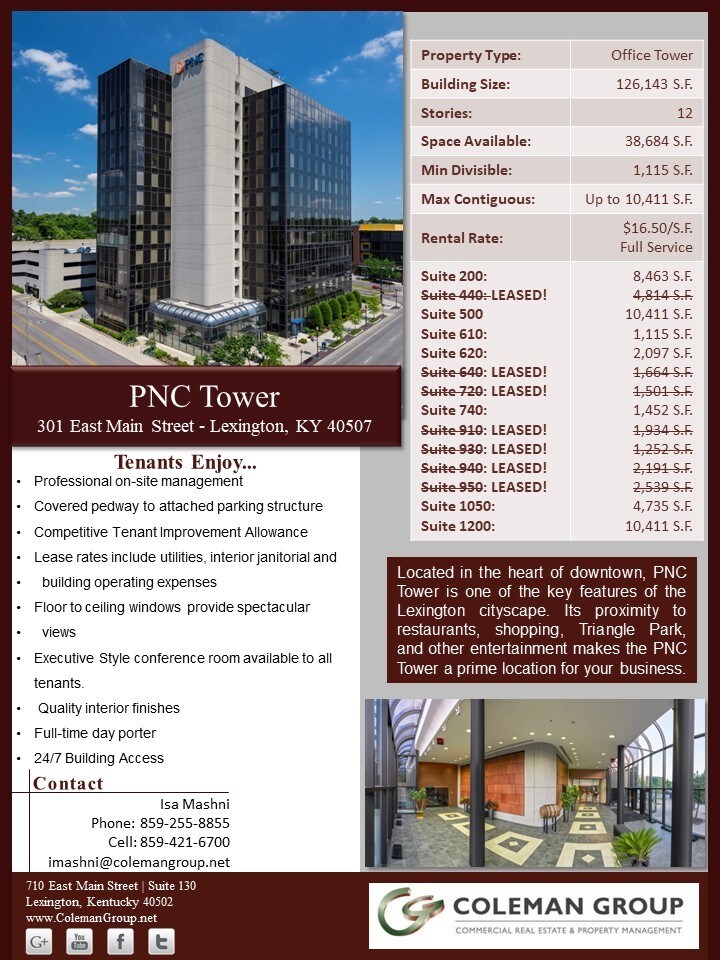 301 E Main St, Lexington, KY 40507 PNC Tower