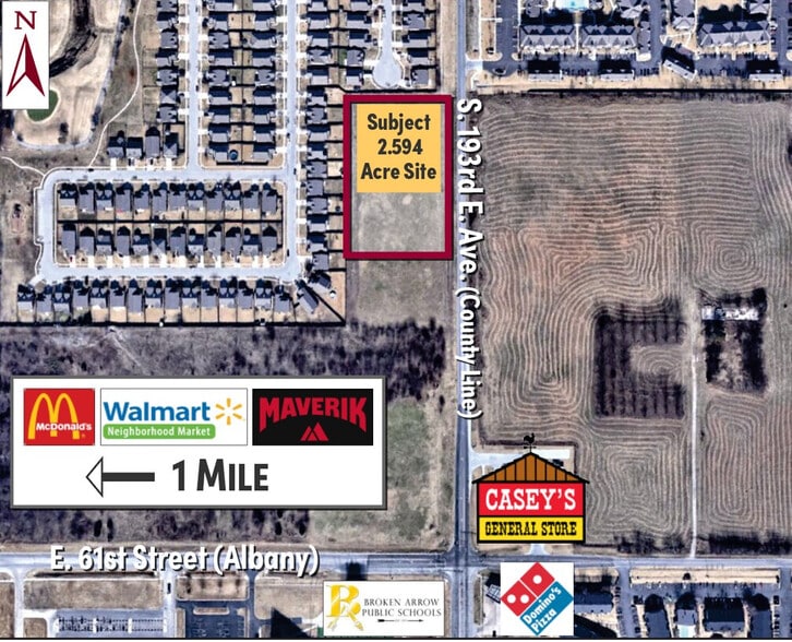 61st & County Line Rd, Broken Arrow, OK for sale - Aerial - Image 1 of 9