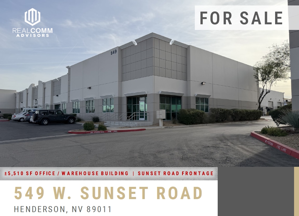 549 W Sunset Rd, Henderson, NV for sale Primary Photo- Image 1 of 5
