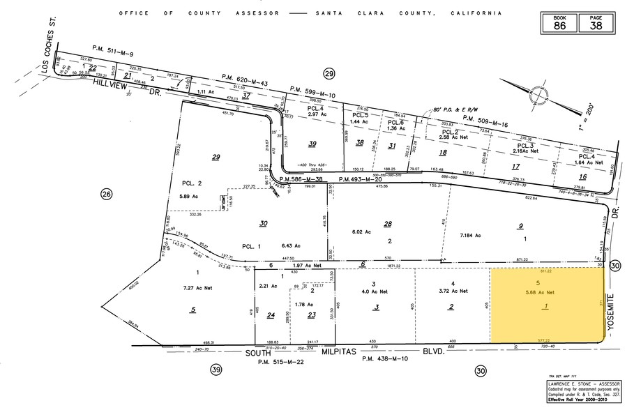 591-595 Yosemite Dr, Milpitas, CA for lease - Plat Map - Image 2 of 5