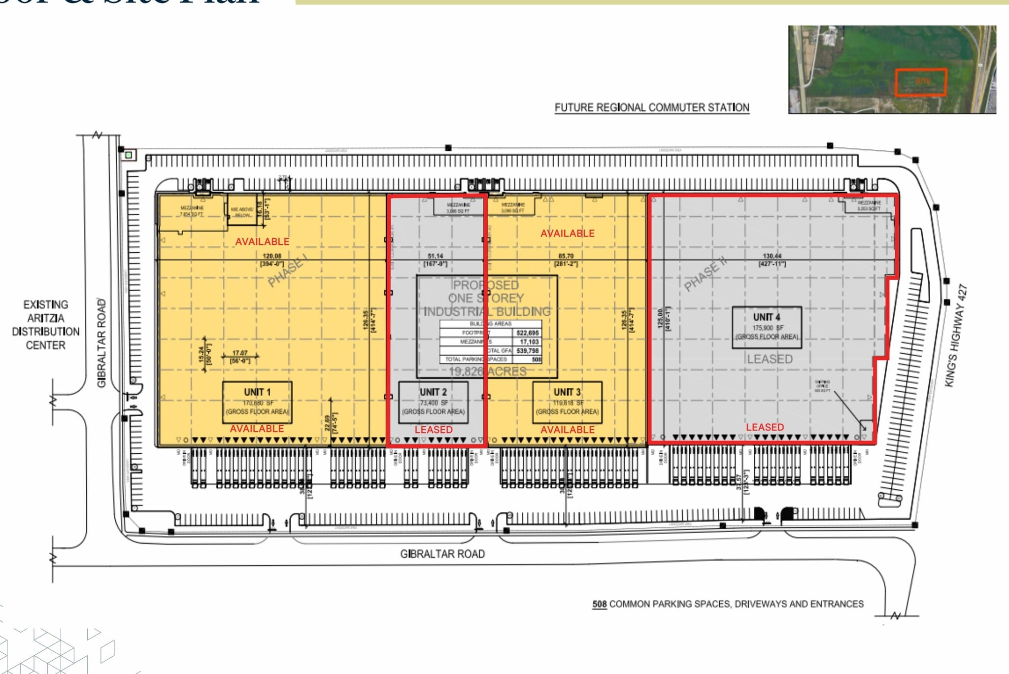 865 Gibraltar Rd, Vaughan, ON for lease Site Plan- Image 1 of 1