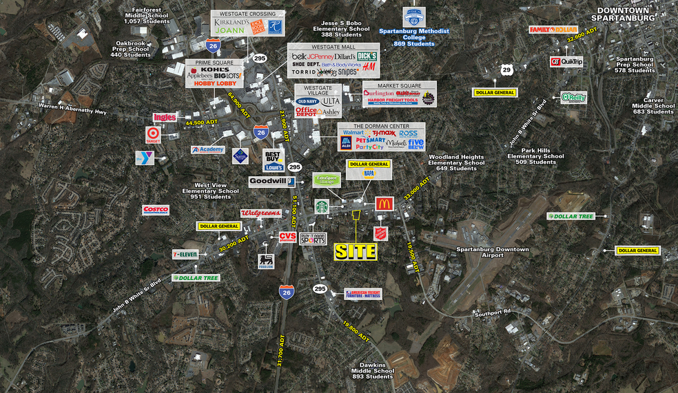 John B. White Sr. Blvd, Spartanburg, SC for lease - Aerial - Image 2 of 4