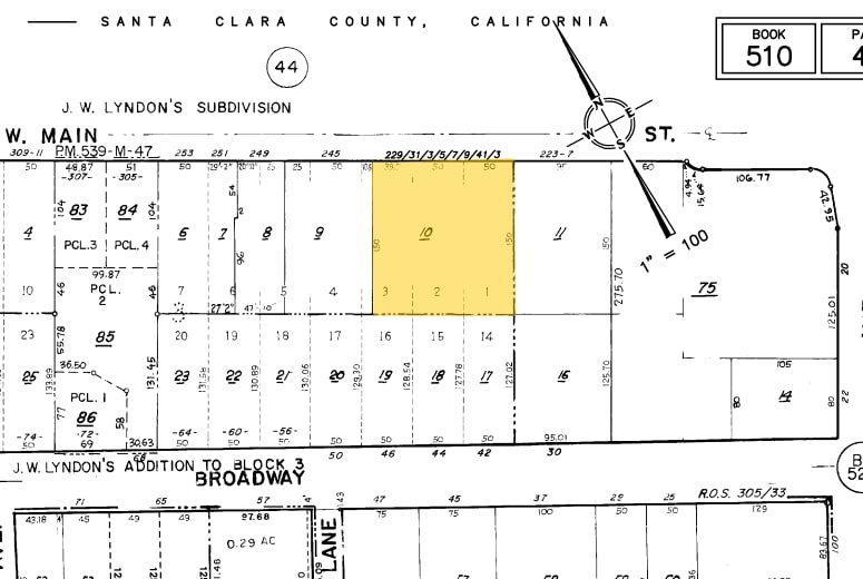 229-243 W Main St, Los Gatos, CA for lease - Plat Map - Image 2 of 4
