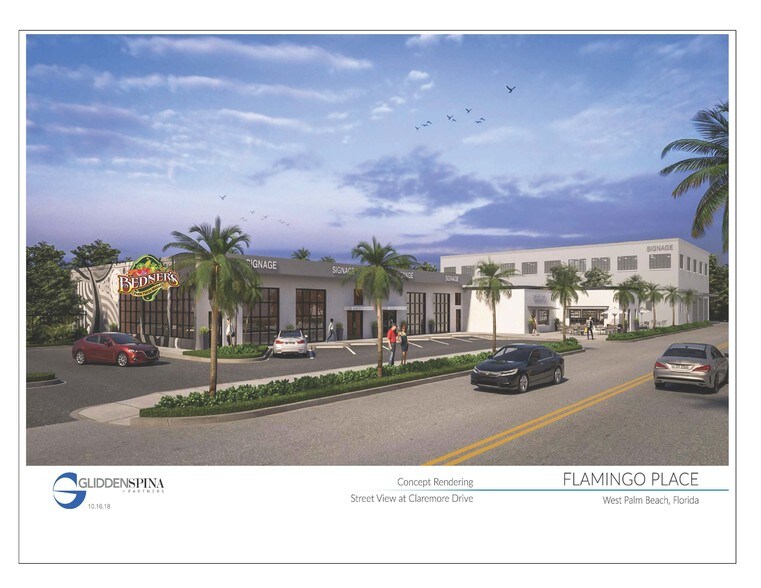 420-424 Claremore Dr, West Palm Beach, FL for lease - Flamingo Place Picture witth Bedners Logo - Image 1 of 7