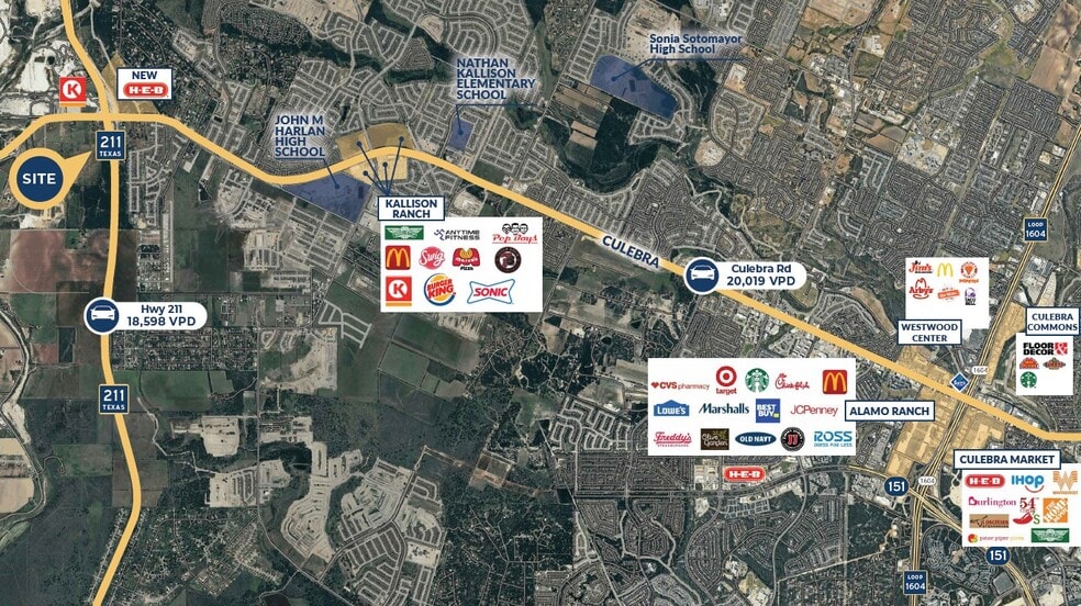 Highway 211 & Culebra Road, San Antonio, TX for lease - Aerial - Image 2 of 3