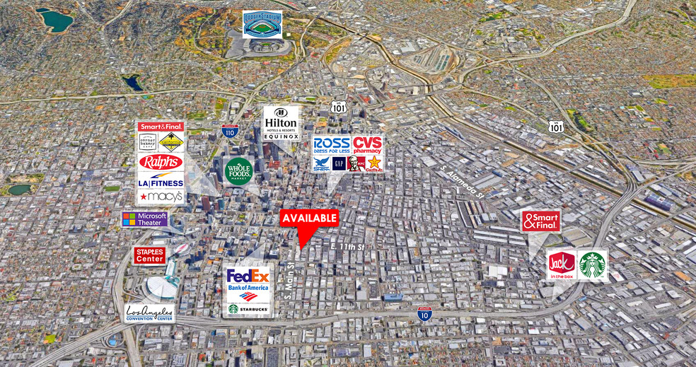 120-128 E 11th St, Los Angeles, CA for lease - Aerial - Image 3 of 4