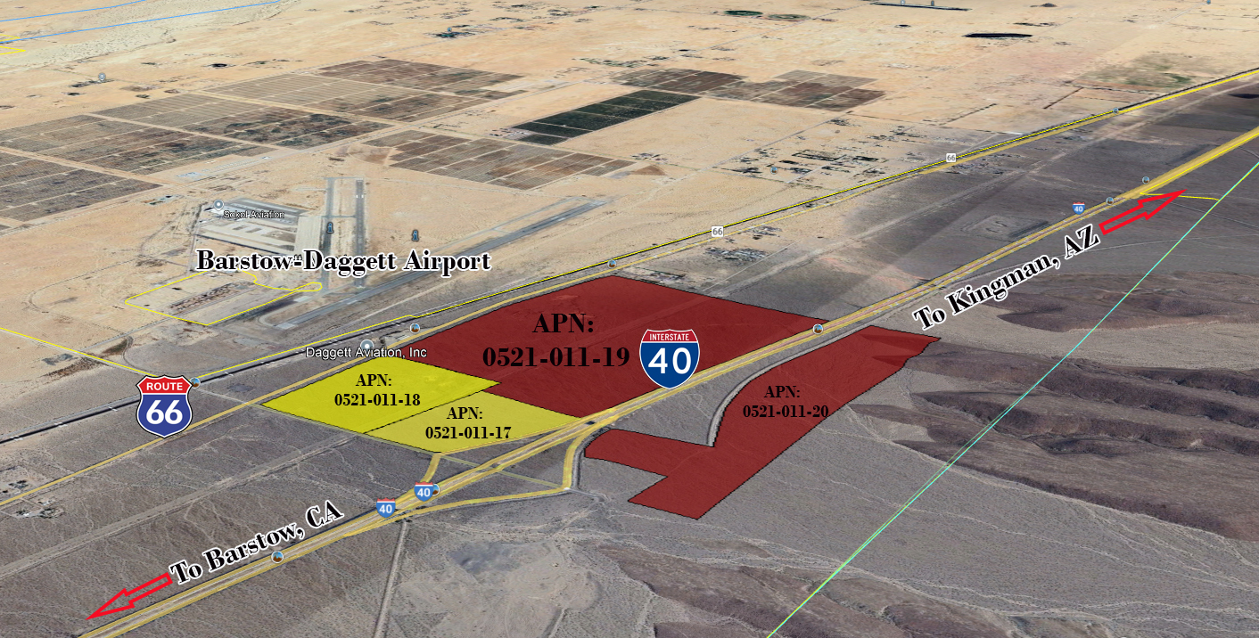 Interstate 40 and Hidden Springs Road -, Daggett, CA for sale Aerial- Image 1 of 6