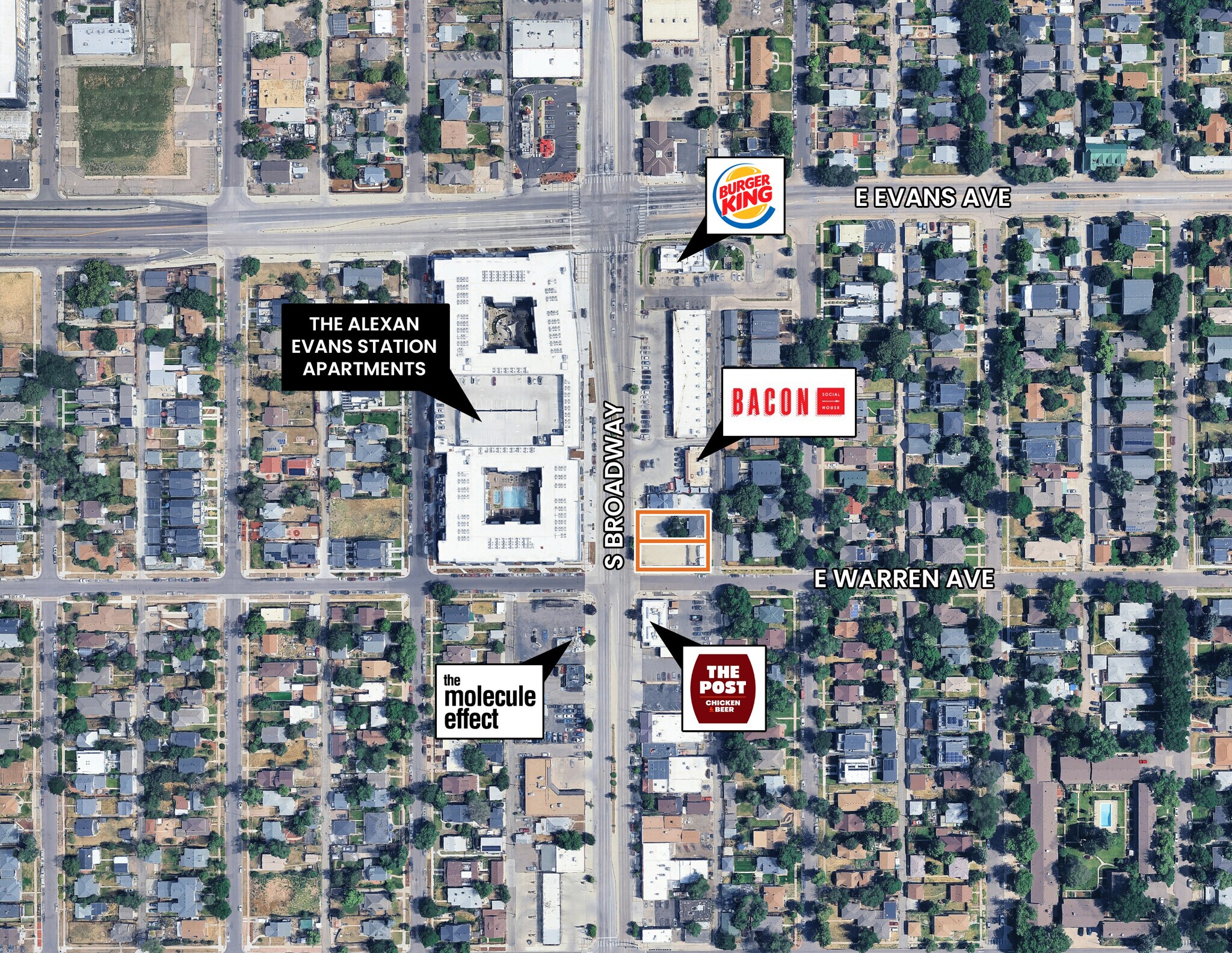 2184 & 2190 S Broadway, Denver, CO for sale Aerial- Image 1 of 6
