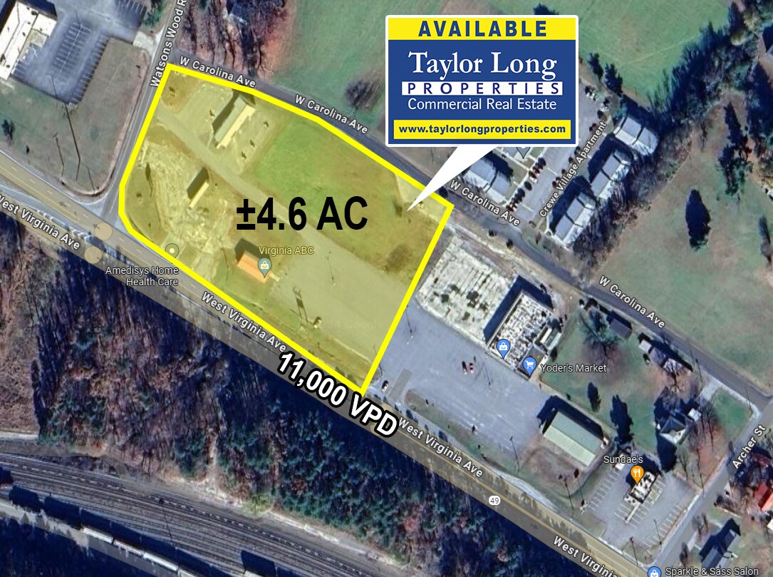 1624 W Virginia Ave, Crewe, VA for lease Aerial- Image 1 of 5