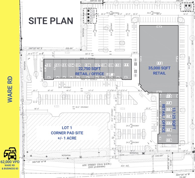 200 N Ware Rd, McAllen, TX for lease - Site Plan - Image 2 of 3