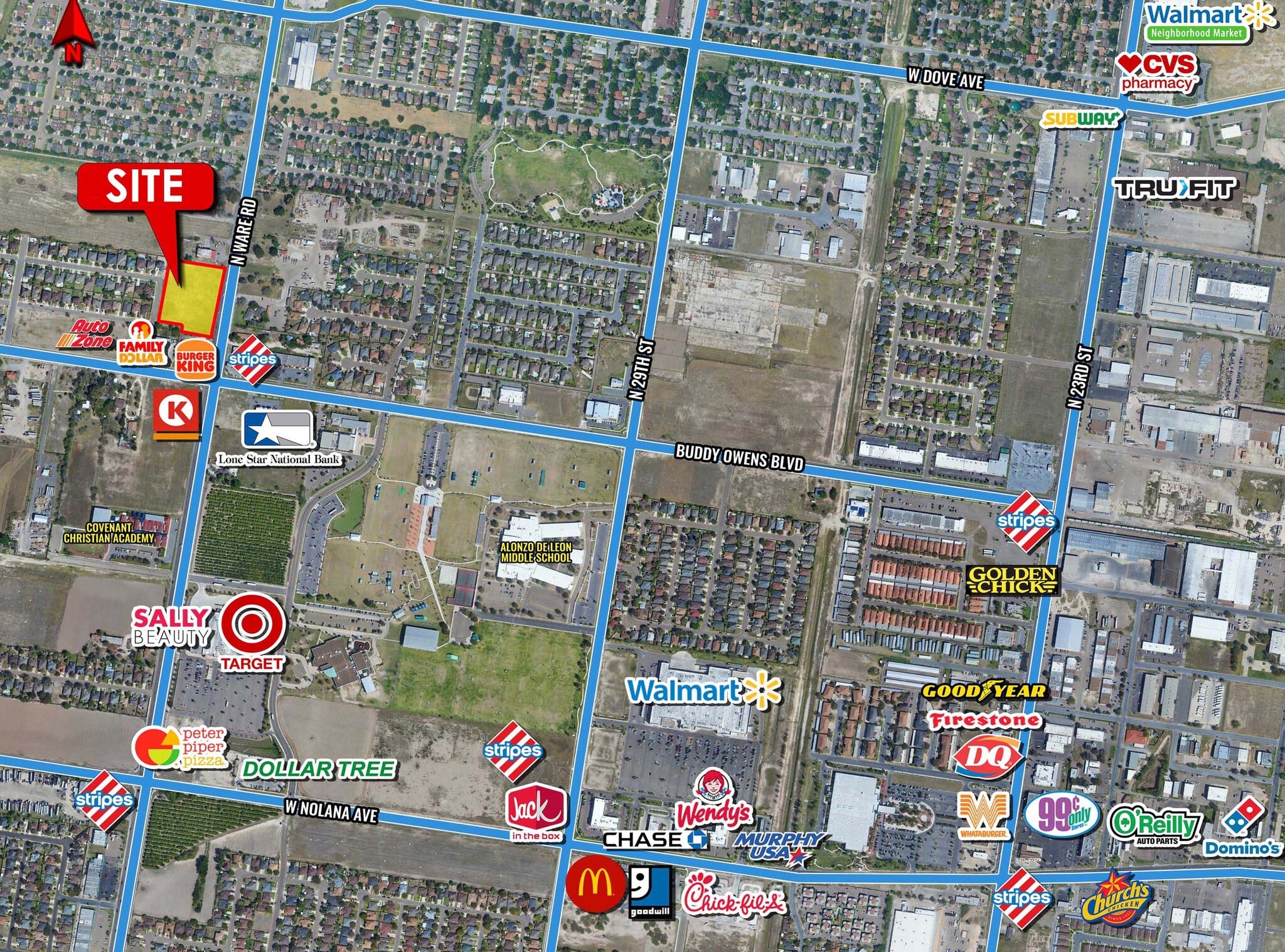 N Ware Rd & Buddy Owens Blvd, McAllen, TX for lease Aerial- Image 1 of 3