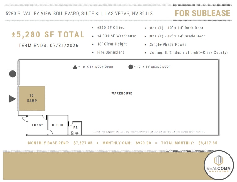 5280 S Valley View Blvd, Las Vegas, NV for lease - Floor Plan - Image 2 of 5