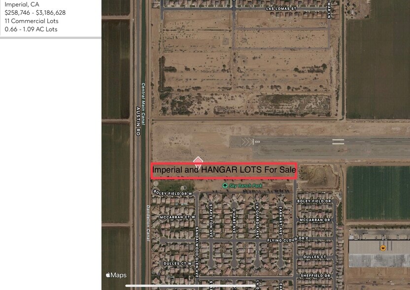 600-620 Sky Ranch Runway, Imperial, CA for sale - Aerial - Image 1 of 2