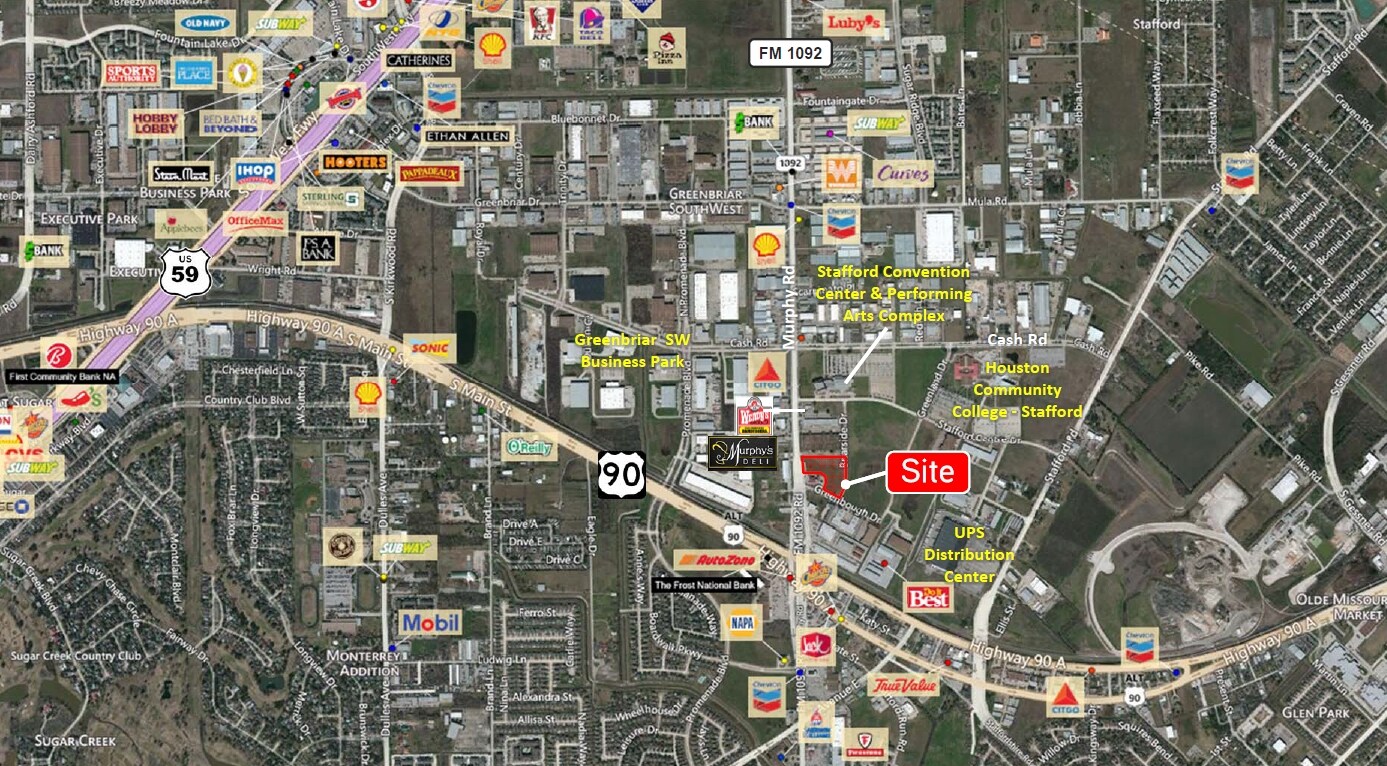 FM 1092 & Greenbough Dr, Stafford, TX for sale Aerial- Image 1 of 1
