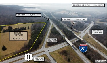 Interstate 81 Exit 195, Lexington, VA - aerial  map view - Image1