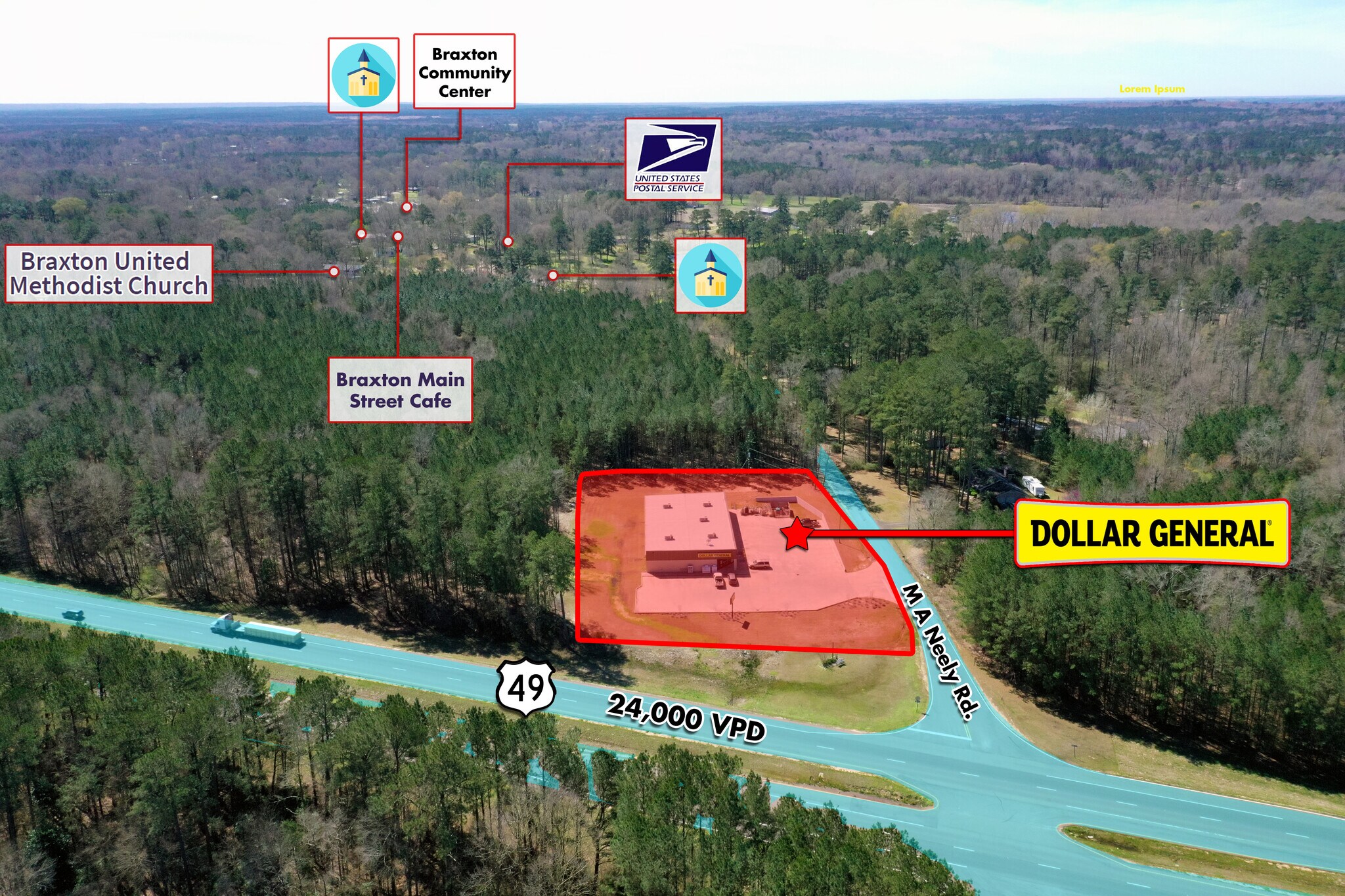 154 M A Neely Rd, Braxton, MS 39044 Retail for Sale