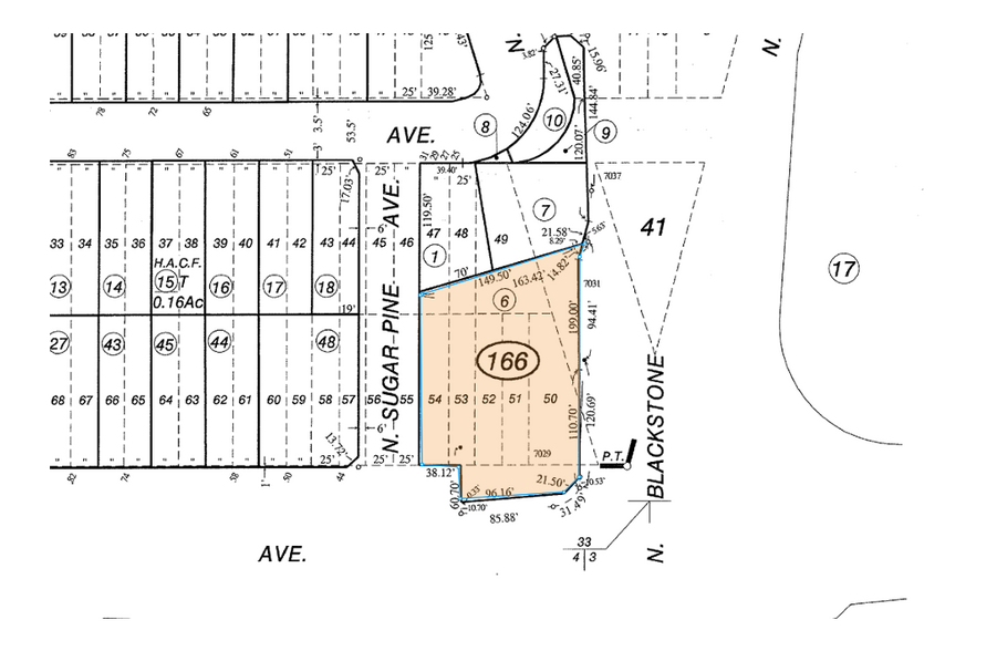 7031 N Blackstone Ave, Fresno, CA for lease - Plat Map - Image 1 of 1