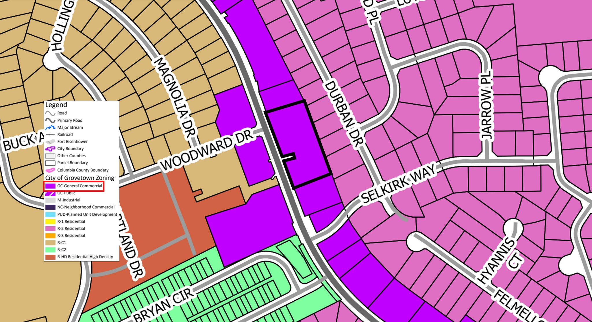 0 E Robinson Ave, Grovetown, GA 30813 1.75 ac tract zoned CC2 on