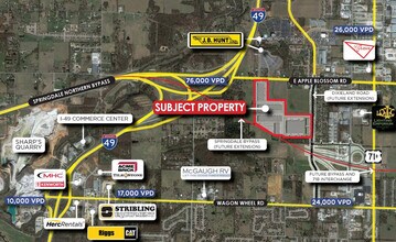 W Apple Blossom Ave, Lowell, AR - AERIAL  map view