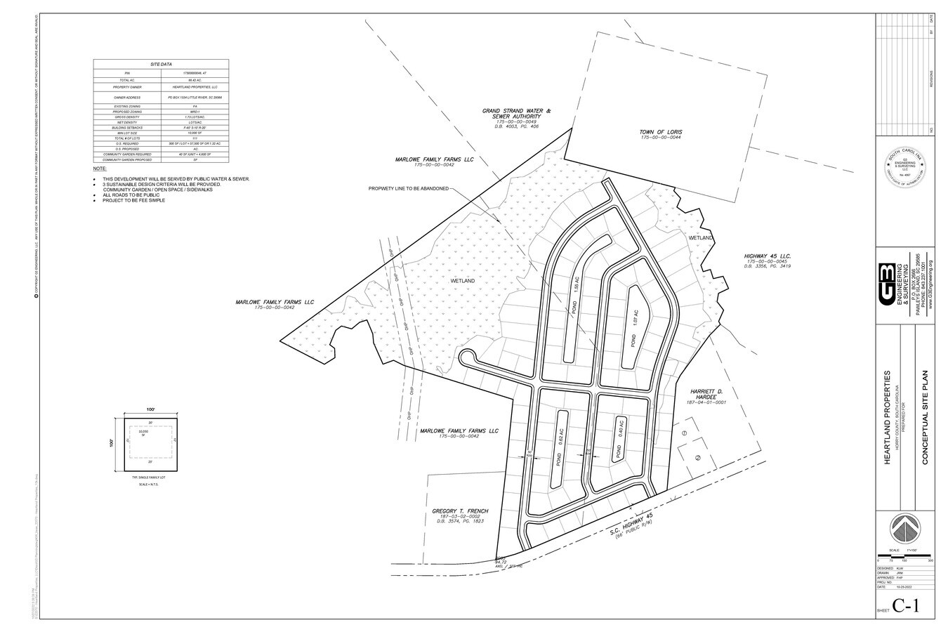 750 Highway 45, Loris, SC 29569 106 LOT SUBDIVISION 8K SQ.FT. LOT
