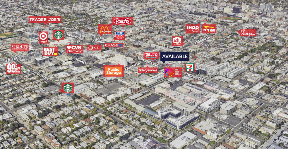 6751-6767 Santa Monica Blvd, Los Angeles, CA for lease - Aerial - Image 3 of 4