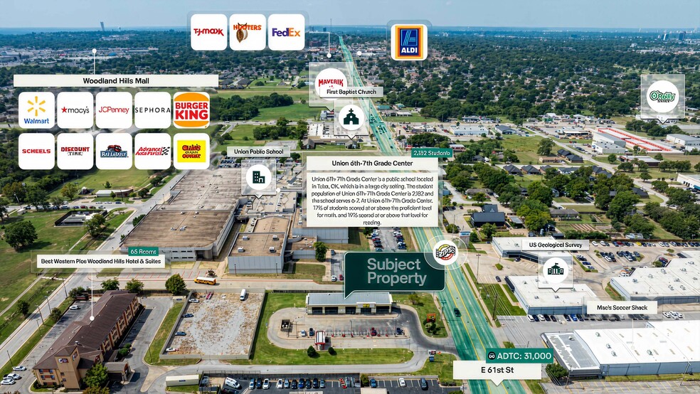 10220 E 61st St, Tulsa, OK for sale - Aerial - Image 2 of 2